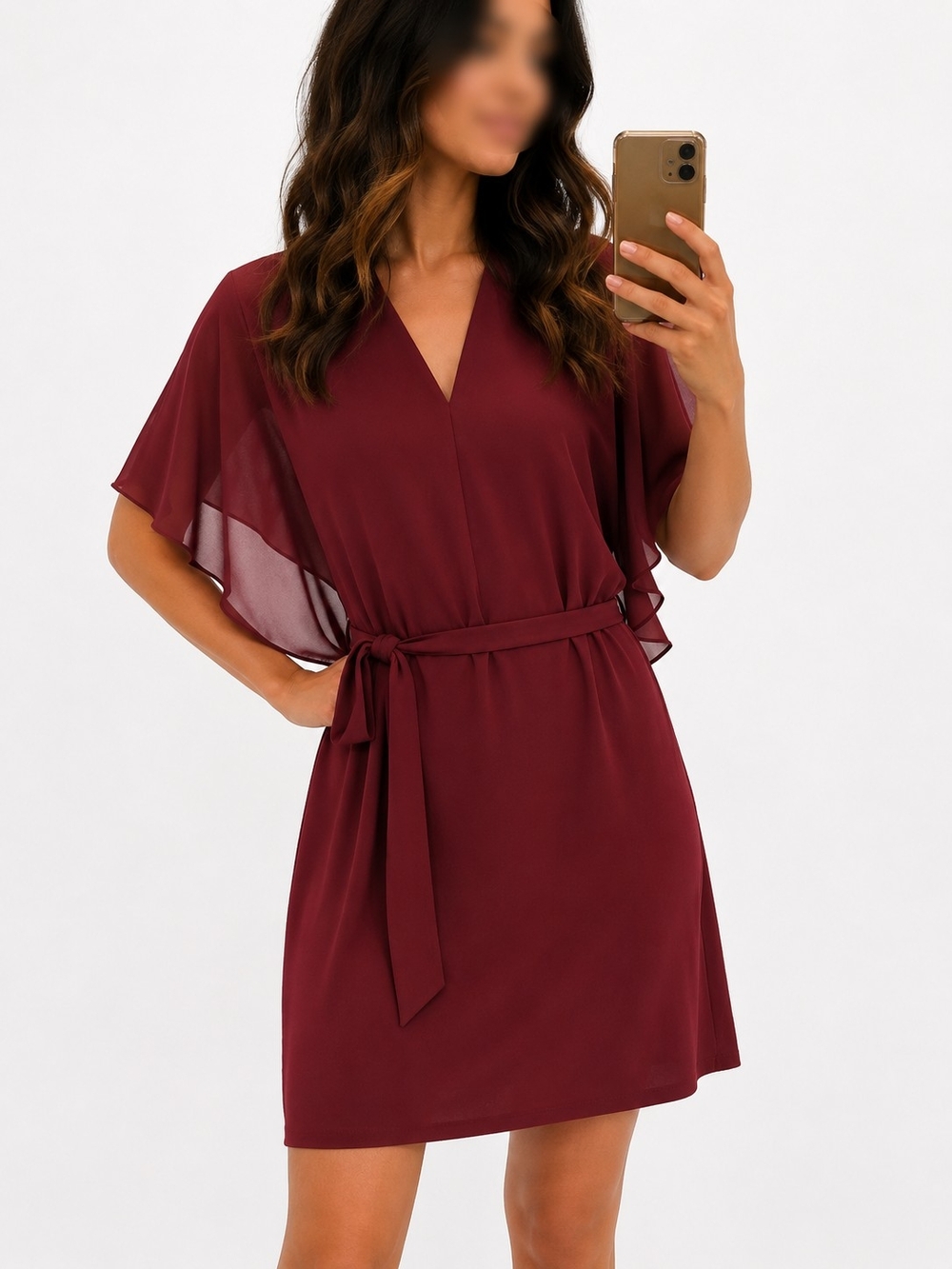 🔥2 For 20$🔥Size TTG- Le Château Burgundy Dress with Subtle Sheen